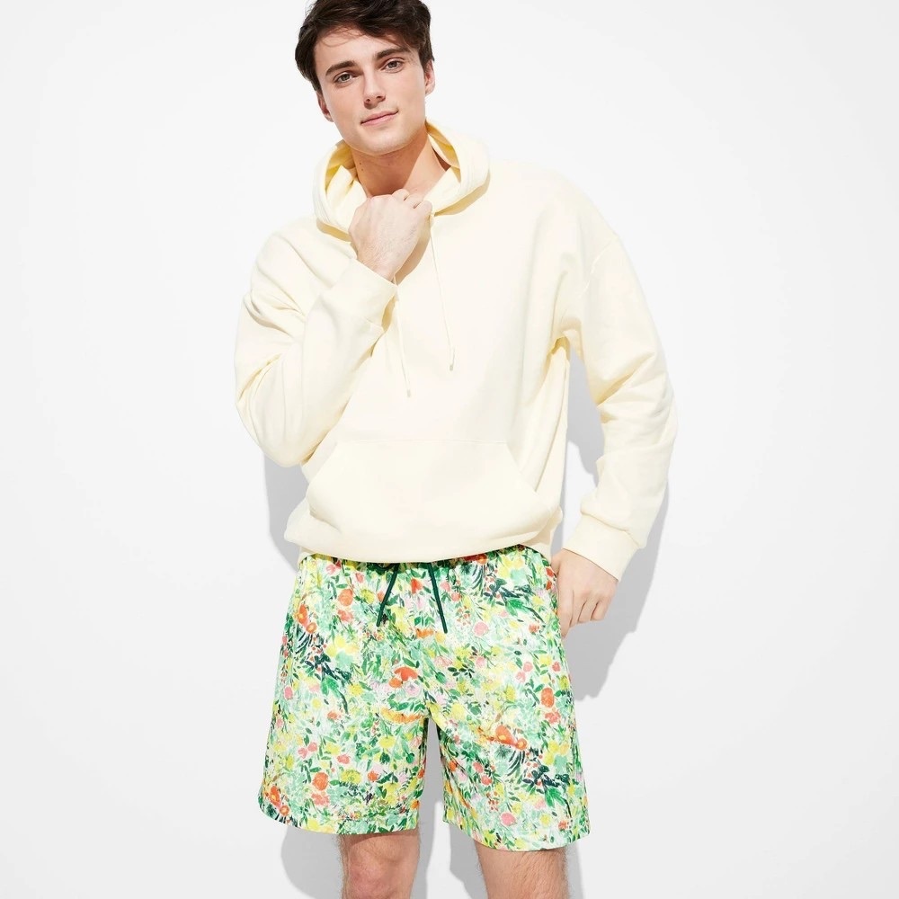 Size: L Men's 7" Mesh Shorts - Original Use™ Floral Green L: Drawstring Waist